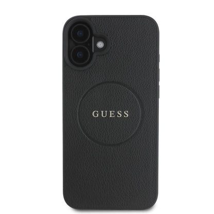 iPhone 16 Kılıf Guess Orijinal Lisanslı M-safe Şarj Özellikli Yazı Logolu Grained Kılıf