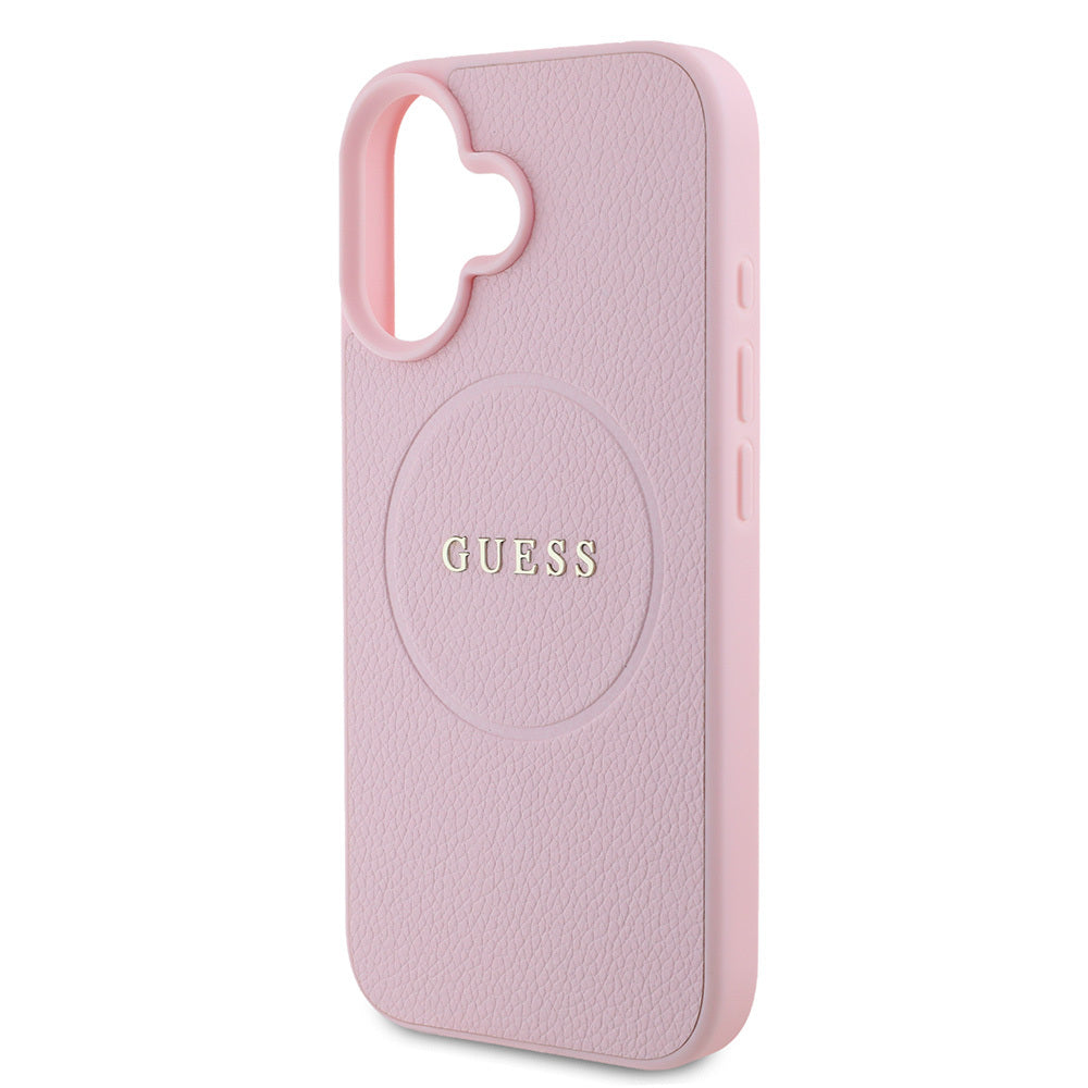 iPhone 16 Kılıf Guess Orijinal Lisanslı M-safe Şarj Özellikli Yazı Logolu Grained Kılıf