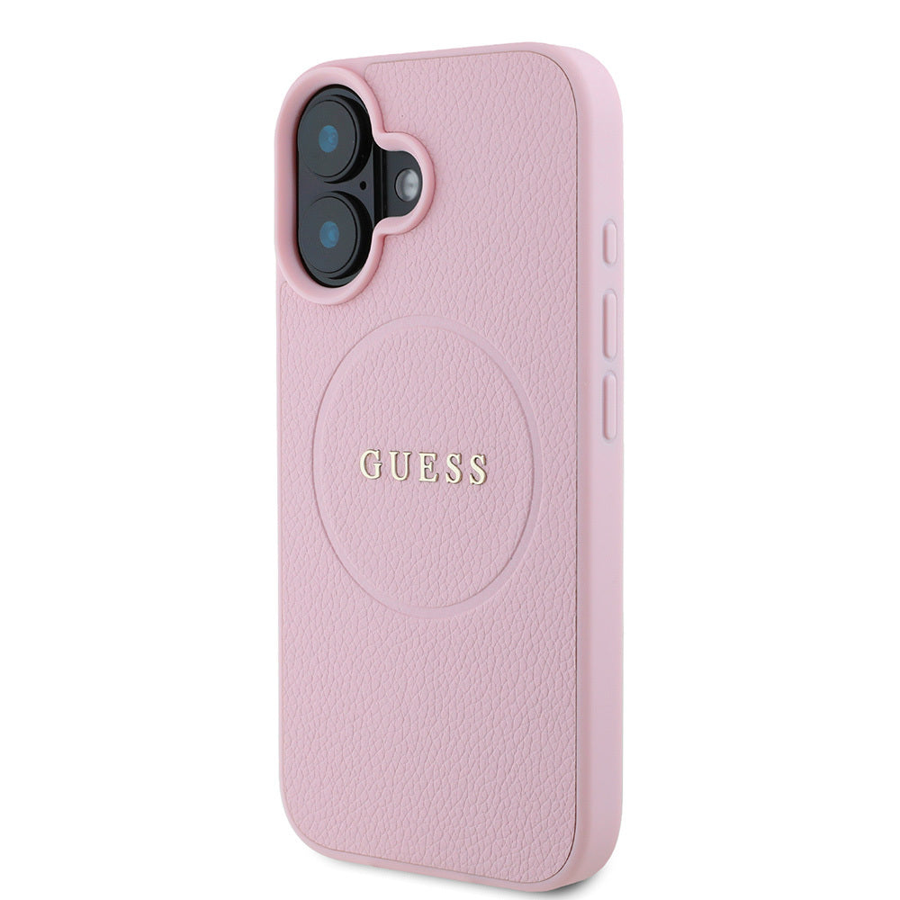 iPhone 16 Kılıf Guess Orijinal Lisanslı M-safe Şarj Özellikli Yazı Logolu Grained Kılıf