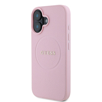 iPhone 16 Kılıf Guess Orijinal Lisanslı M-safe Şarj Özellikli Yazı Logolu Grained Kılıf