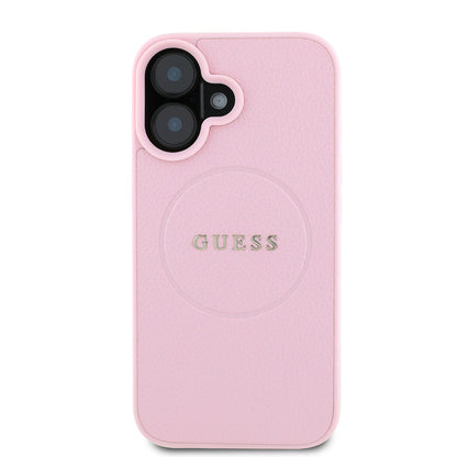 iPhone 16 Kılıf Guess Orijinal Lisanslı M-safe Şarj Özellikli Yazı Logolu Grained Kılıf