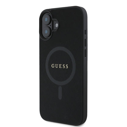 iPhone 16 Kılıf Guess Orijinal Lisanslı M-safe Şarj Özellikli Yazı Logolu Saffiano Classic Kılıf