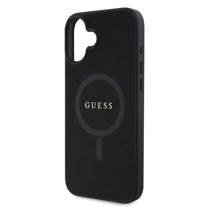 iPhone 16 Kılıf Guess Orijinal Lisanslı M-safe Şarj Özellikli Yazı Logolu Saffiano Classic Kılıf