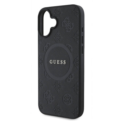 iPhone 16 Kılıf Guess Orijinal Lisanslı M-safe Şarj Özellikli Yazı Logolu Saffiano Peony Kılıf