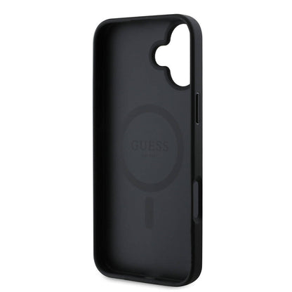 iPhone 16 Kılıf Guess Orijinal Lisanslı M-safe Şarj Özellikli Yazı Logolu Saffiano Peony Kılıf