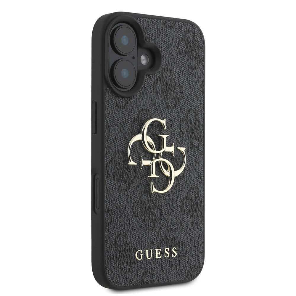 iPhone 16 Kılıf Guess Orijinal Lisanslı PU Deri 4G Desenli Metal Büyük 4G ve Yazı Logolu Kılıf
