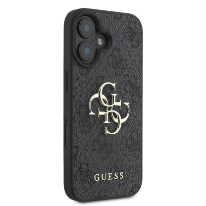 iPhone 16 Kılıf Guess Orijinal Lisanslı PU Deri 4G Desenli Metal Büyük 4G ve Yazı Logolu Kılıf