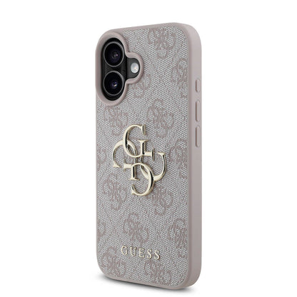 iPhone 16 Kılıf Guess Orijinal Lisanslı PU Deri 4G Desenli Metal Büyük 4G ve Yazı Logolu Kılıf