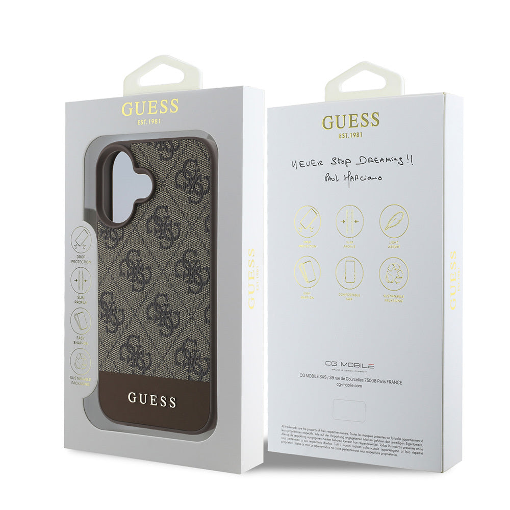 iPhone 16 Kılıf Guess Orijinal Lisanslı PU Deri Şerit Logo Dizaynlı Kılıf