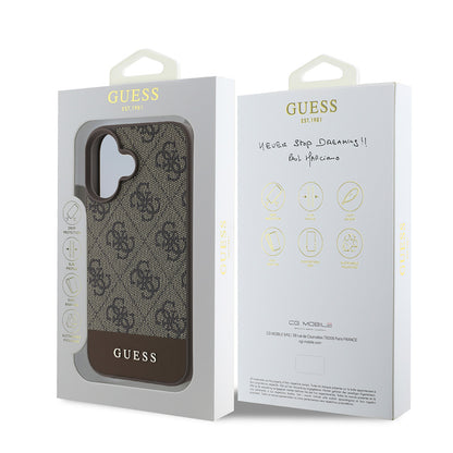 iPhone 16 Kılıf Guess Orijinal Lisanslı PU Deri Şerit Logo Dizaynlı Kılıf