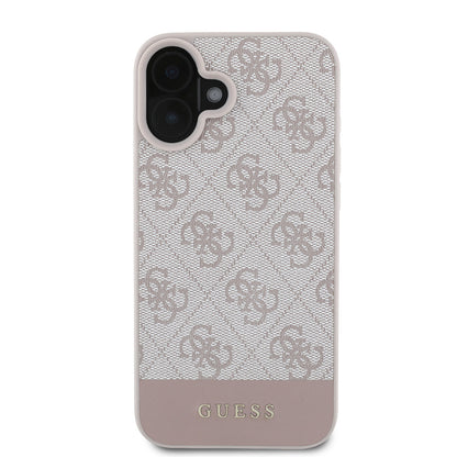 iPhone 16 Kılıf Guess Orijinal Lisanslı PU Deri Şerit Logo Dizaynlı Kılıf