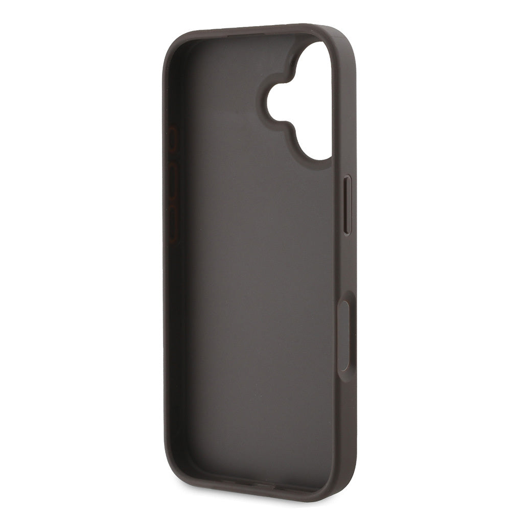 iPhone 16 Kılıf Guess Orijinal Lisanslı PU Deri Taşlı Üçgen Logo 4G Desenli Strass Kılıf