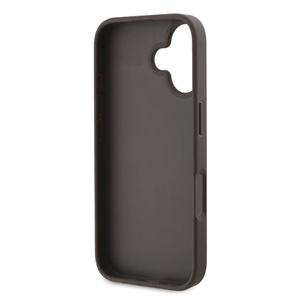 iPhone 16 Kılıf Guess Orijinal Lisanslı PU Deri Taşlı Üçgen Logo 4G Desenli Strass Kılıf