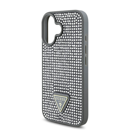 iPhone 16 Kılıf Guess Orijinal Lisanslı Taşlı Arka Yüzey Üçgen Logolu Kılıf