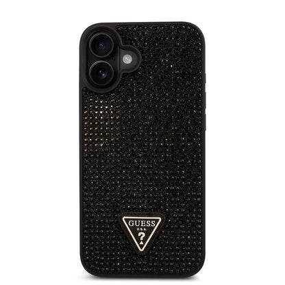iPhone 16 Kılıf Guess Orijinal Lisanslı Taşlı Arka Yüzey Üçgen Logolu Kılıf