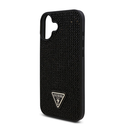 iPhone 16 Kılıf Guess Orijinal Lisanslı Taşlı Arka Yüzey Üçgen Logolu Kılıf