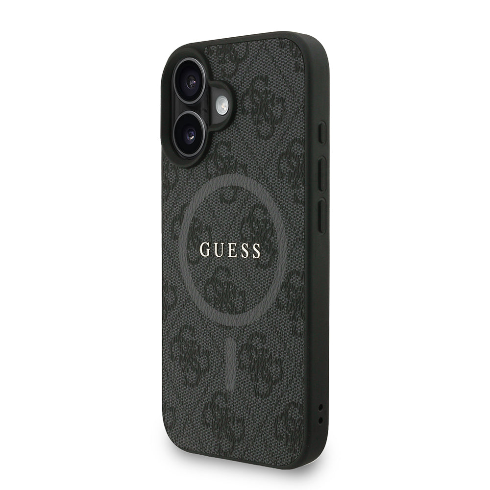 iPhone 16 Kılıf Guess orijinal Lisanslı M-safe Şarj Özellikli PU Deri Bilek Askı İpli Yazı Logolu Kılıf