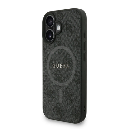 iPhone 16 Kılıf Guess orijinal Lisanslı M-safe Şarj Özellikli PU Deri Bilek Askı İpli Yazı Logolu Kılıf