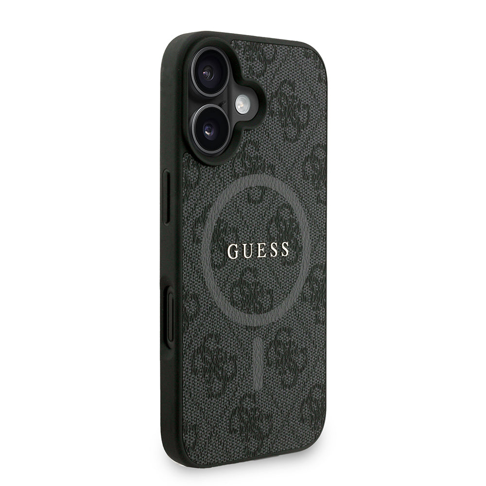 iPhone 16 Kılıf Guess orijinal Lisanslı M-safe Şarj Özellikli PU Deri Bilek Askı İpli Yazı Logolu Kılıf