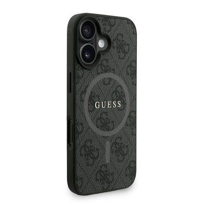 iPhone 16 Kılıf Guess orijinal Lisanslı M-safe Şarj Özellikli PU Deri Bilek Askı İpli Yazı Logolu Kılıf