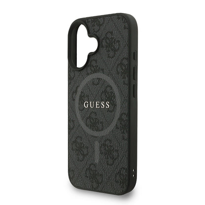 iPhone 16 Kılıf Guess orijinal Lisanslı M-safe Şarj Özellikli PU Deri Bilek Askı İpli Yazı Logolu Kılıf