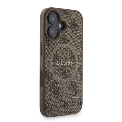 iPhone 16 Kılıf Guess orijinal Lisanslı M-safe Şarj Özellikli PU Deri Bilek Askı İpli Yazı Logolu Kılıf