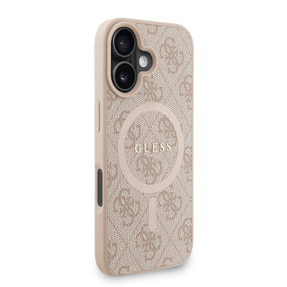 iPhone 16 Kılıf Guess orijinal Lisanslı M-safe Şarj Özellikli PU Deri Bilek Askı İpli Yazı Logolu Kılıf