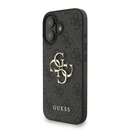 iPhone 16 Kılıf Guess orijinal Lisanslı PU Deri Bilek Askı İpli Metal Büyük 4G ve Yazı Logolu Kılıf