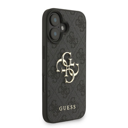 iPhone 16 Kılıf Guess orijinal Lisanslı PU Deri Bilek Askı İpli Metal Büyük 4G ve Yazı Logolu Kılıf