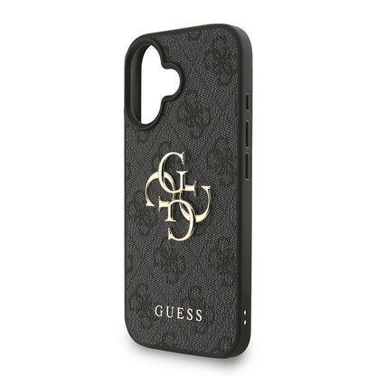 iPhone 16 Kılıf Guess orijinal Lisanslı PU Deri Bilek Askı İpli Metal Büyük 4G ve Yazı Logolu Kılıf