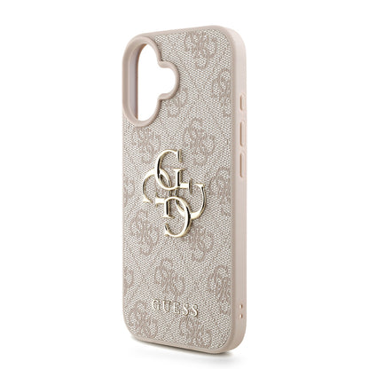 iPhone 16 Kılıf Guess orijinal Lisanslı PU Deri Bilek Askı İpli Metal Büyük 4G ve Yazı Logolu Kılıf