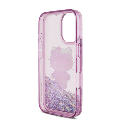 iPhone 16 Kılıf Hello Kitty Orijinal Lisanslı Sıvılı Simli 50. Yıldönümü Partisi Kılıf