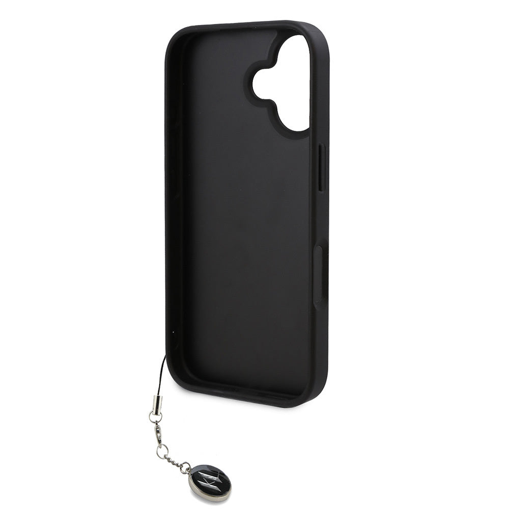 iPhone 16 Kılıf Karl Lagerfeld Orijinal Lisanslı Anahtarlıklı Taşlı KL Yazılı Saffiano Rhinestones Kılıf
