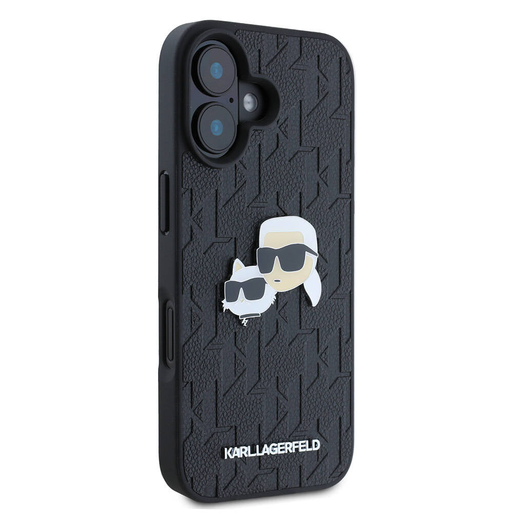 iPhone 16 Kılıf Karl Lagerfeld Orijinal Lisanslı K&C Heads Monogram Pin Kılıf