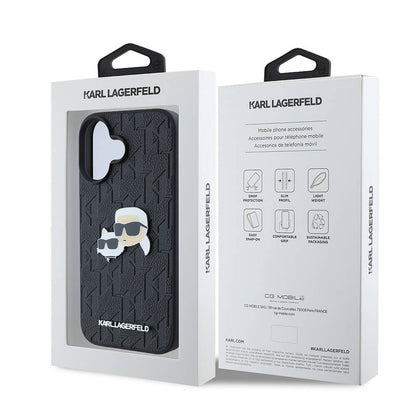 iPhone 16 Kılıf Karl Lagerfeld Orijinal Lisanslı K&C Heads Monogram Pin Kılıf