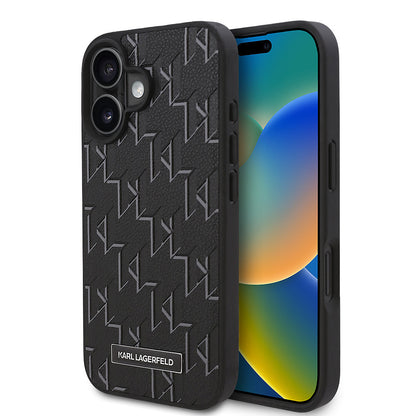 iPhone 16 Kılıf Karl Lagerfeld Orijinal Lisanslı M-safe Şarj Özellikli KL Yazılı Hot Stamp Kılıf