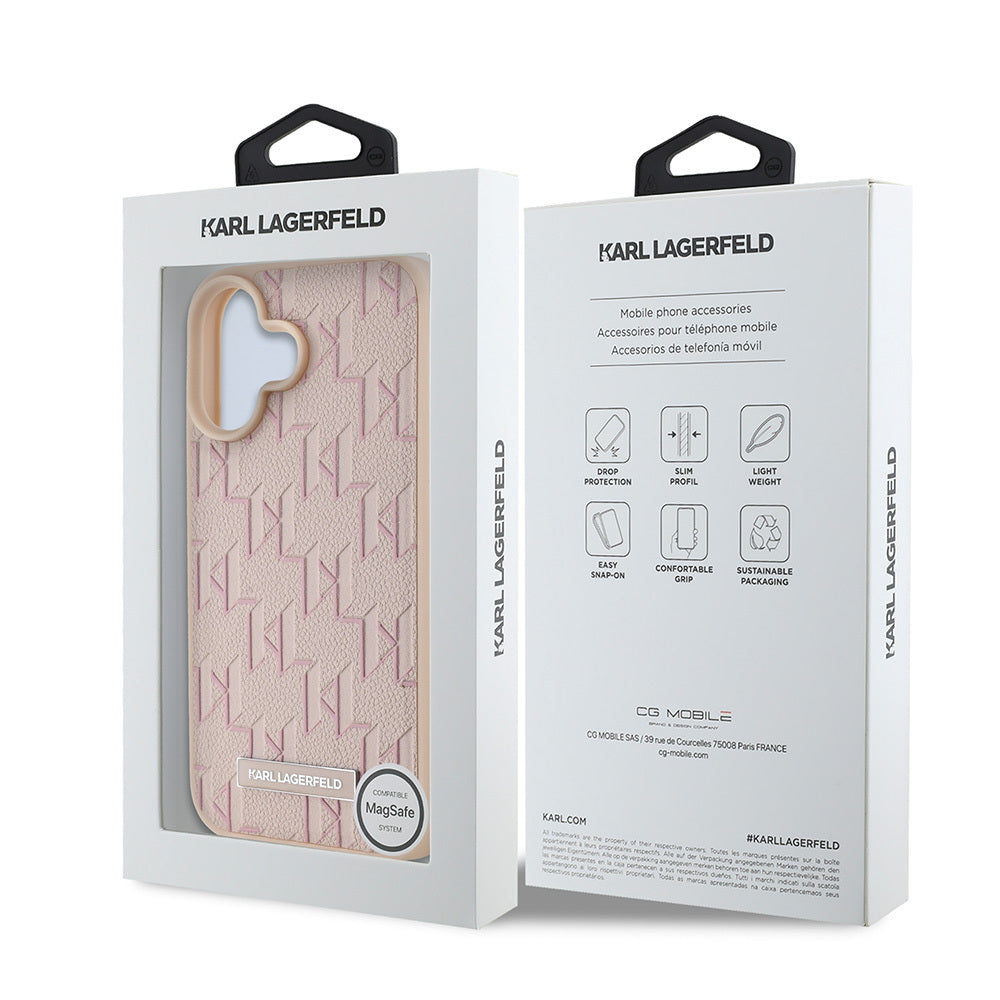 iPhone 16 Kılıf Karl Lagerfeld Orijinal Lisanslı M-safe Şarj Özellikli KL Yazılı Hot Stamp Kılıf