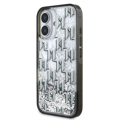 iPhone 16 Kılıf Karl Lagerfeld Orijinal Lisanslı Simli KL Yazılı Monogram Gradient Kılıf