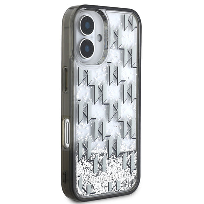 iPhone 16 Kılıf Karl Lagerfeld Orijinal Lisanslı Simli KL Yazılı Monogram Gradient Kılıf