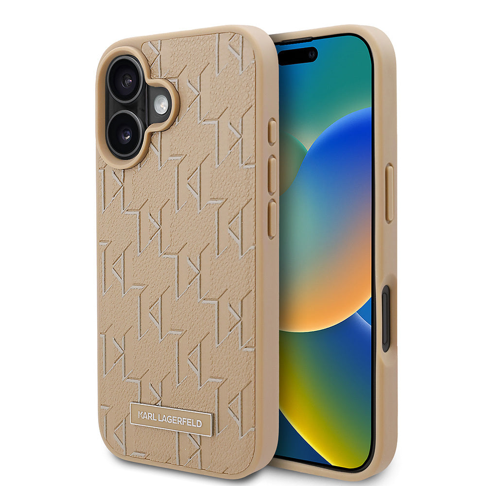 iPhone 16 Kılıf Karl Lagerfeld orijinal Lisanslı M-safe Şarj Özellikli KL Yazılı Hot Stamp Kılıf