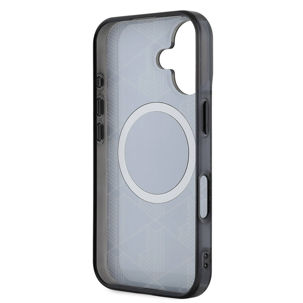 iPhone 16 Kılıf Lacoste Orijinal Lisanslı M-safe Şarj Özellikli IML Baskılı Gümüş Timsah Logolu Monogram Kılıf