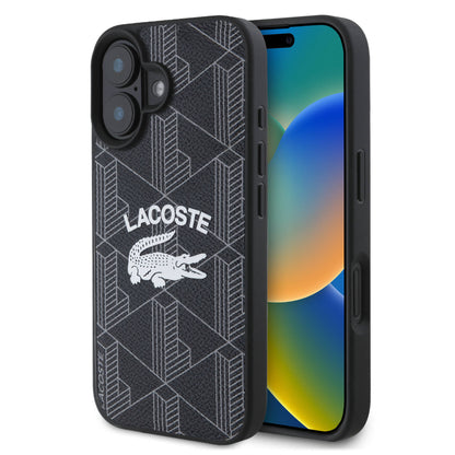 iPhone 16 Kılıf Lacoste Orijinal Lisanslı M-safe Şarj Özellikli Mono Vintage Logo Kılıf