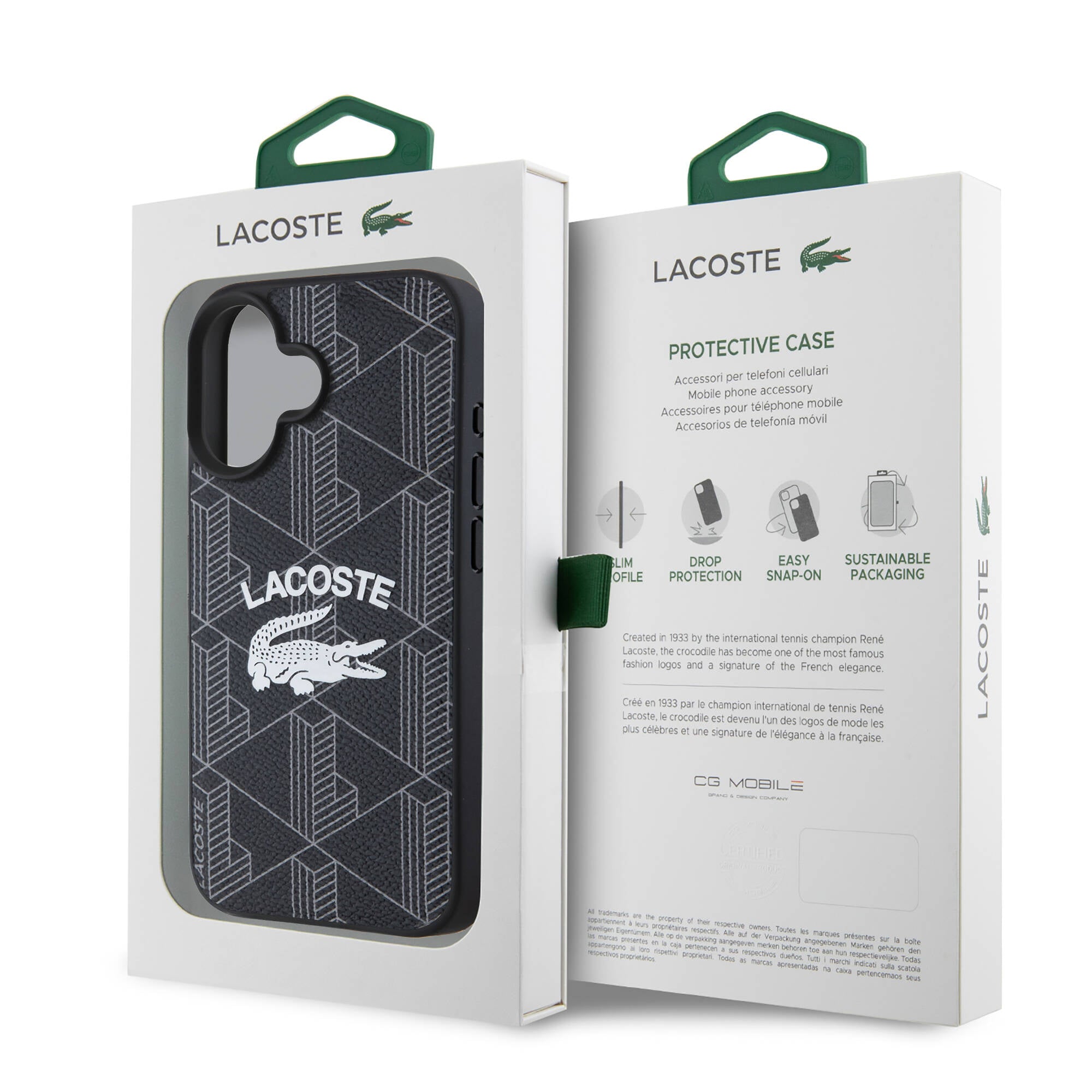 iPhone 16 Kılıf Lacoste Orijinal Lisanslı M-safe Şarj Özellikli Mono Vintage Logo Kılıf