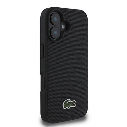 iPhone 16 Kılıf Lacoste Orijinal Lisanslı PU Pike Desenli Arka Yüzey İkonik Timsah Dokuma Logolu Kılıf