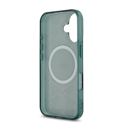 iPhone 16 Kılıf Lacoste orijinal Lisanslı M-safe Şarj Özellikli IML Baskılı Gümüş Timsah Logolu Monogram Kılıf