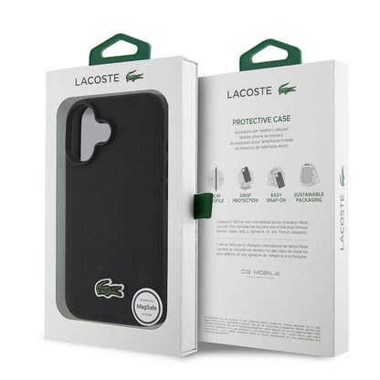 iPhone 16 Kılıf Lacoste orijinal Lisanslı PU Pike Desenli Arka Yüzey İkonik Timsah Dokuma Logolu Kılıf