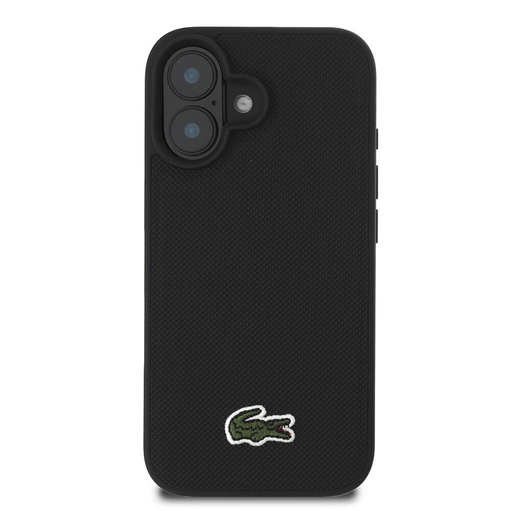 iPhone 16 Kılıf Lacoste orijinal Lisanslı PU Pike Desenli Arka Yüzey İkonik Timsah Dokuma Logolu Kılıf