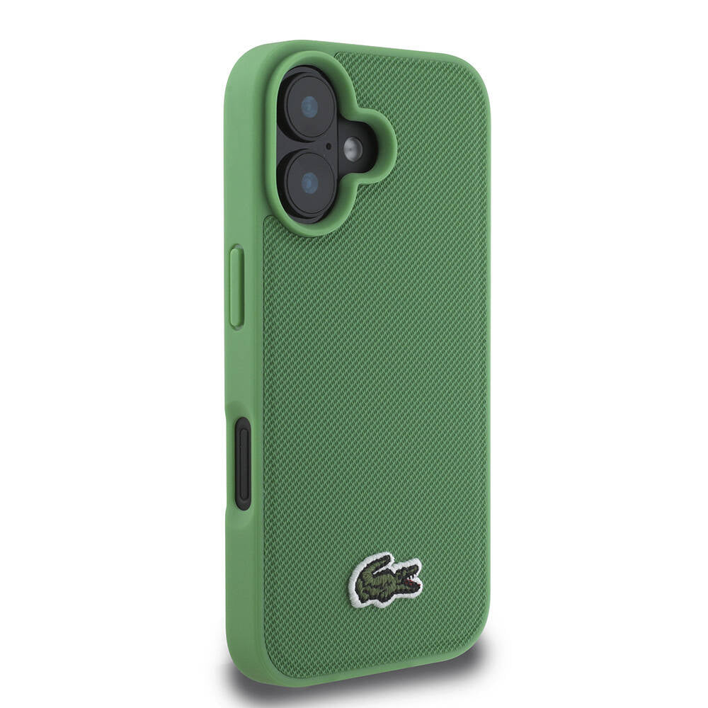 iPhone 16 Kılıf Lacoste orijinal Lisanslı PU Pike Desenli Arka Yüzey İkonik Timsah Dokuma Logolu Kılıf