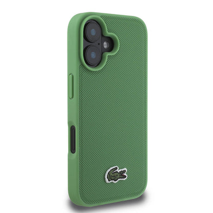 iPhone 16 Kılıf Lacoste orijinal Lisanslı PU Pike Desenli Arka Yüzey İkonik Timsah Dokuma Logolu Kılıf