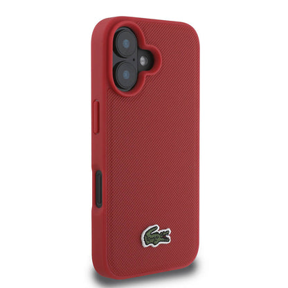 iPhone 16 Kılıf Lacoste orijinal Lisanslı PU Pike Desenli Arka Yüzey İkonik Timsah Dokuma Logolu Kılıf